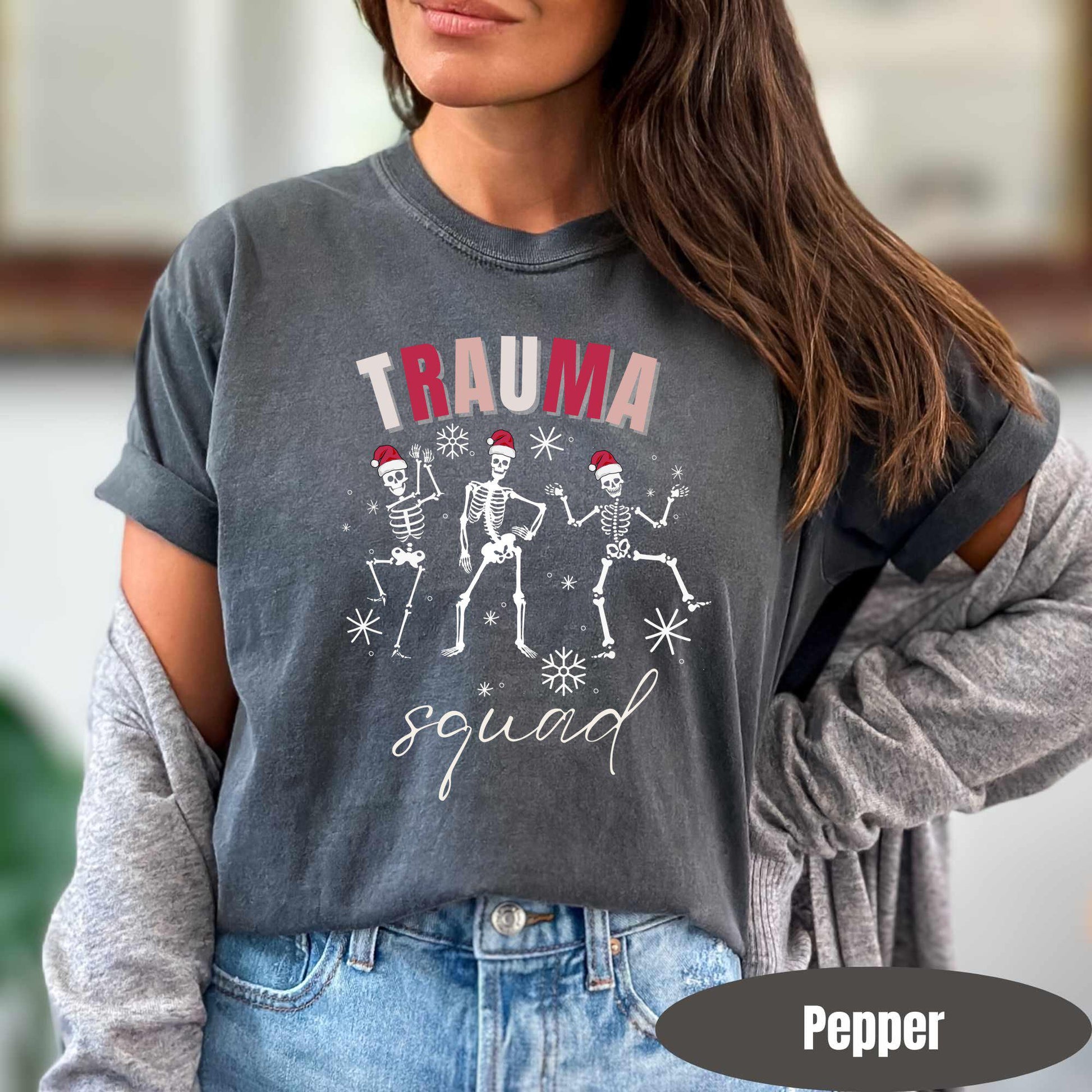 Comfort Colors Trauma Squad T-Shirt, Christmas ED Nurse Gift