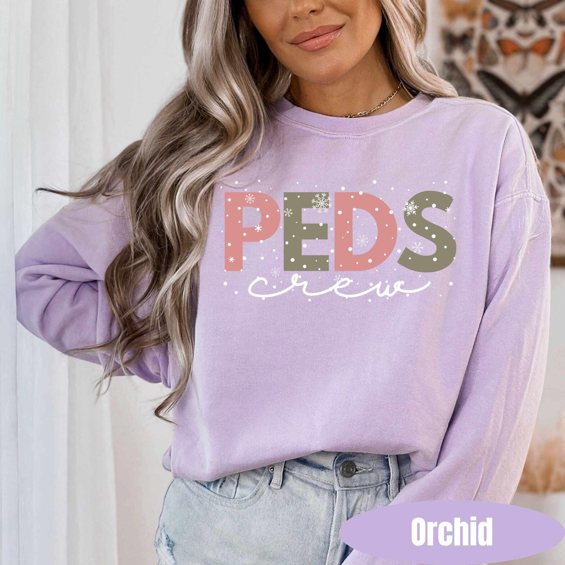 Comfort Colors Pediatric Nurse Christmas Sweatshirt: PEDS Gingerbread Crew
