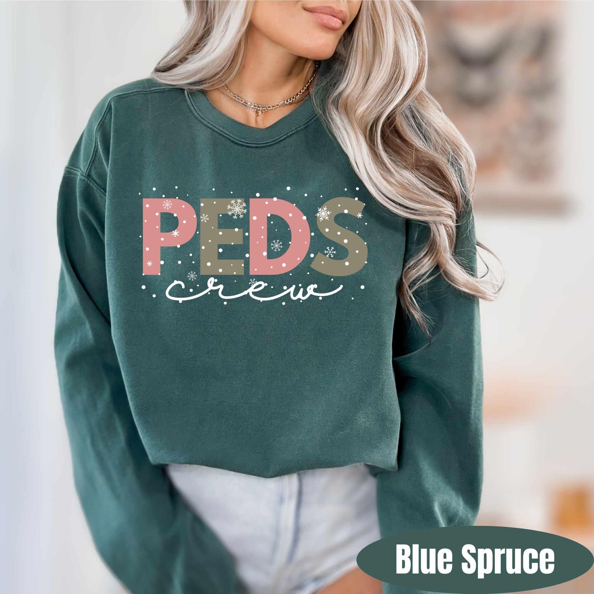 Comfort Colors Pediatric Nurse Christmas Sweatshirt: PEDS Gingerbread Crew