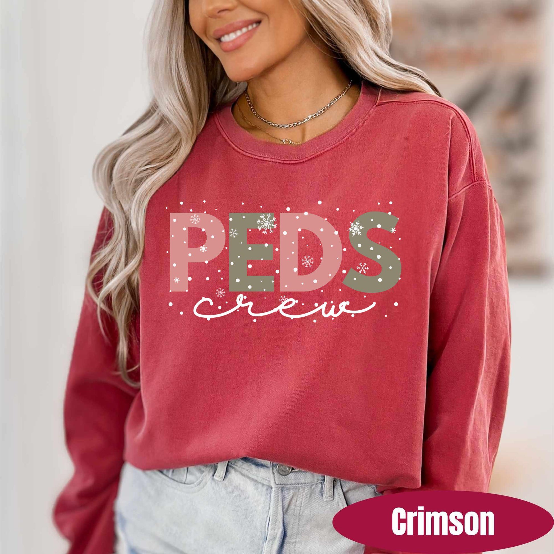 Comfort Colors Pediatric Nurse Christmas Sweatshirt: PEDS Gingerbread Crew