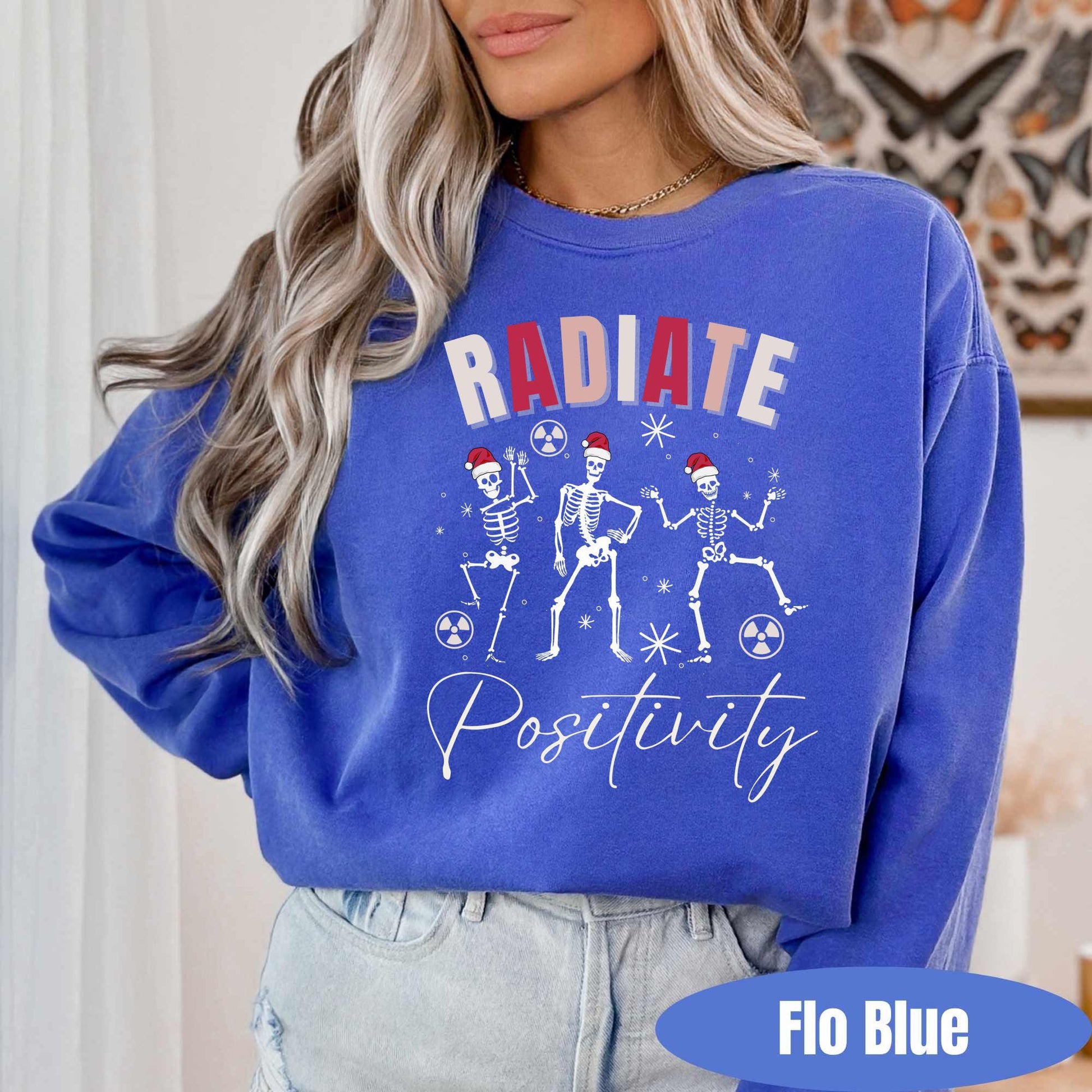 Comfort Colors Radiate Positivity Christmas Sweatshirt | Radiology Sweater | Rad Tech Pullover