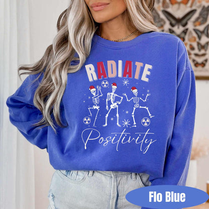 Comfort Colors Radiate Positivity Christmas Sweatshirt | Radiology Sweater | Rad Tech Pullover