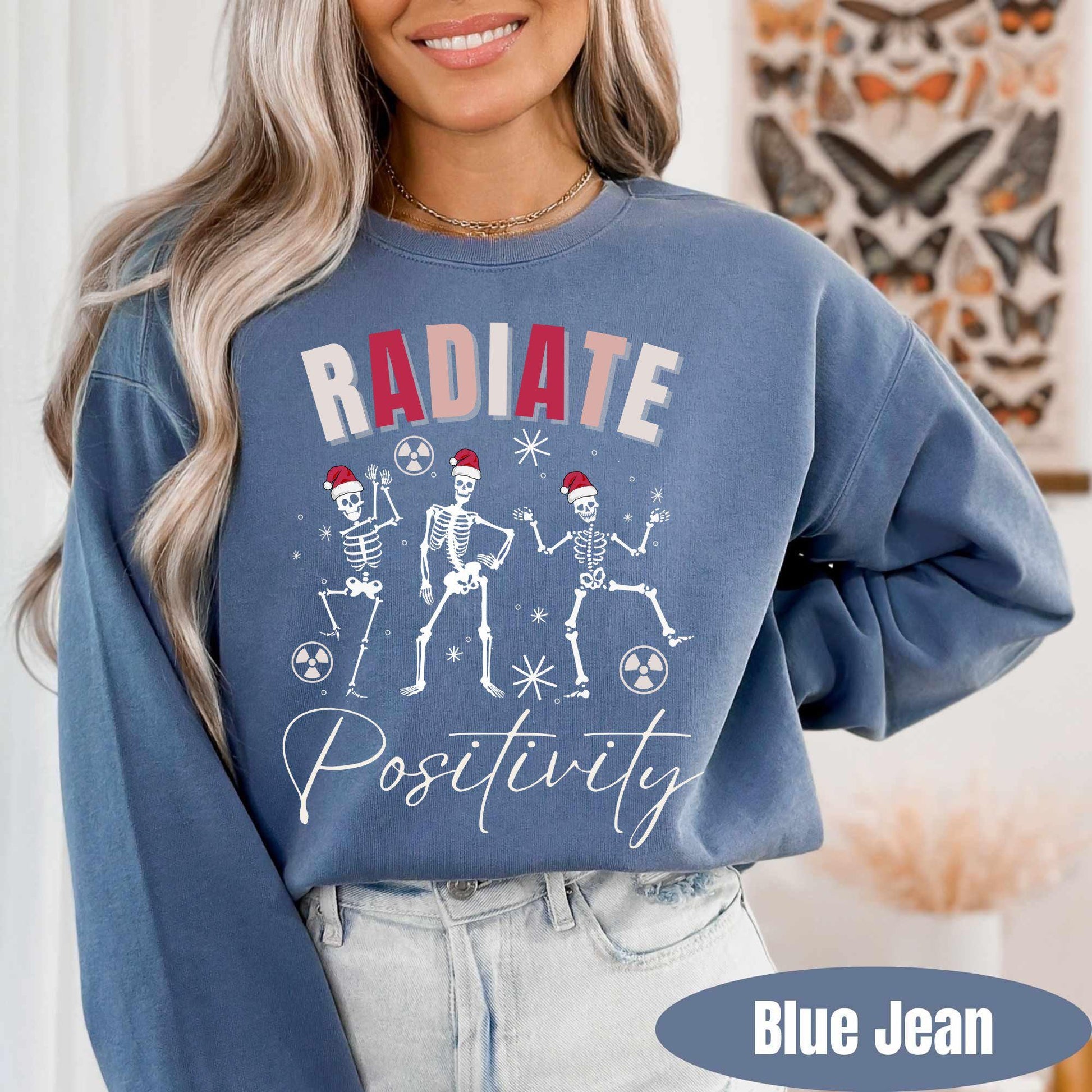 Comfort Colors Radiate Positivity Christmas Sweatshirt | Radiology Sweater | Rad Tech Pullover