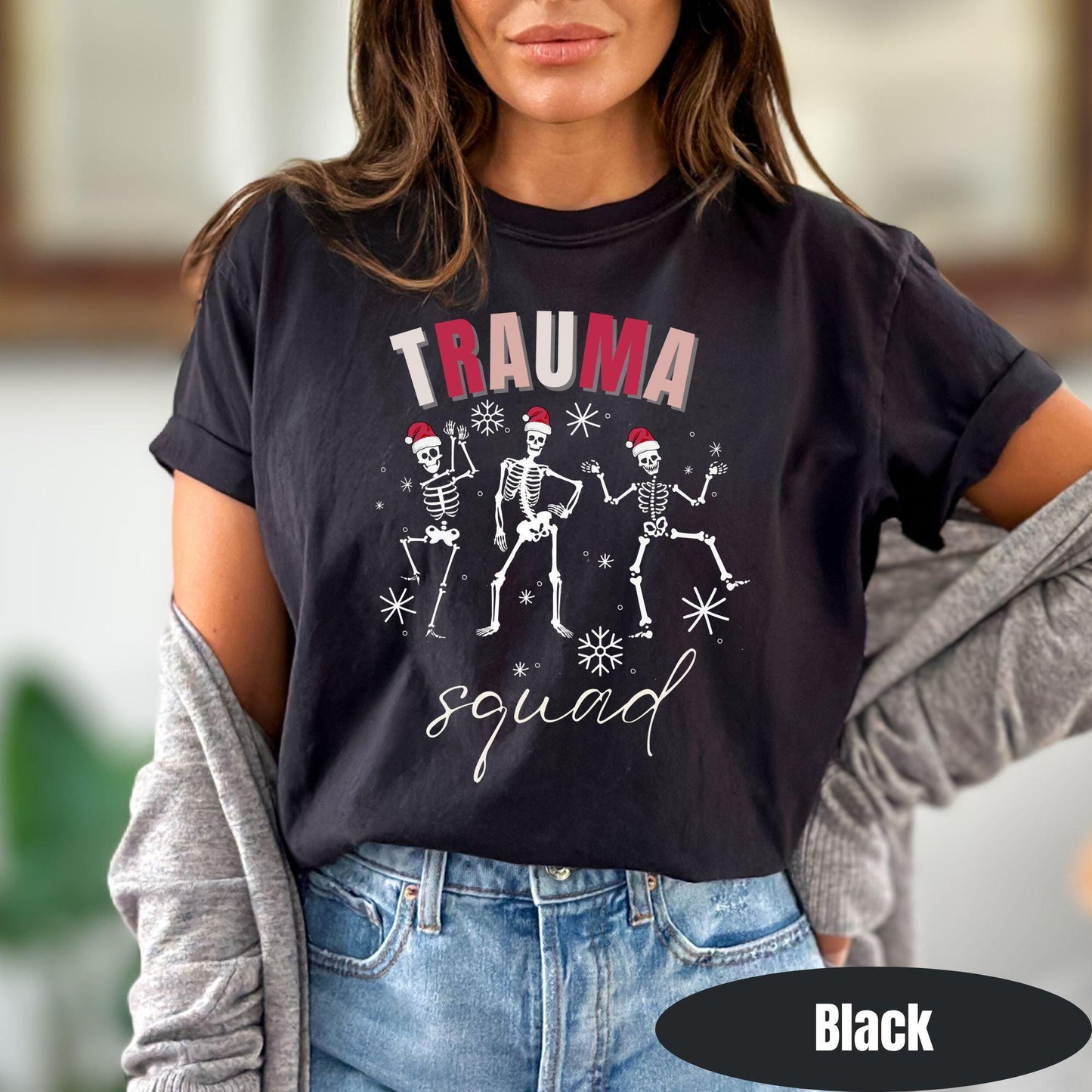 Comfort Colors Trauma Squad T-Shirt, Christmas ED Nurse Gift