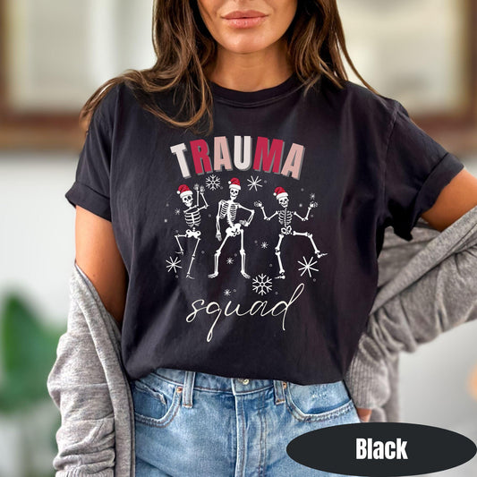 Comfort Colors Trauma Squad T-Shirt, Christmas ED Nurse Gift