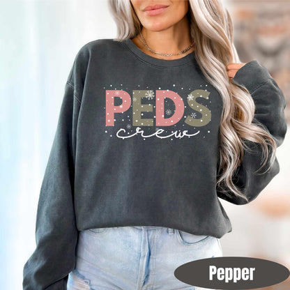 Comfort Colors Pediatric Nurse Christmas Sweatshirt: PEDS Gingerbread Crew