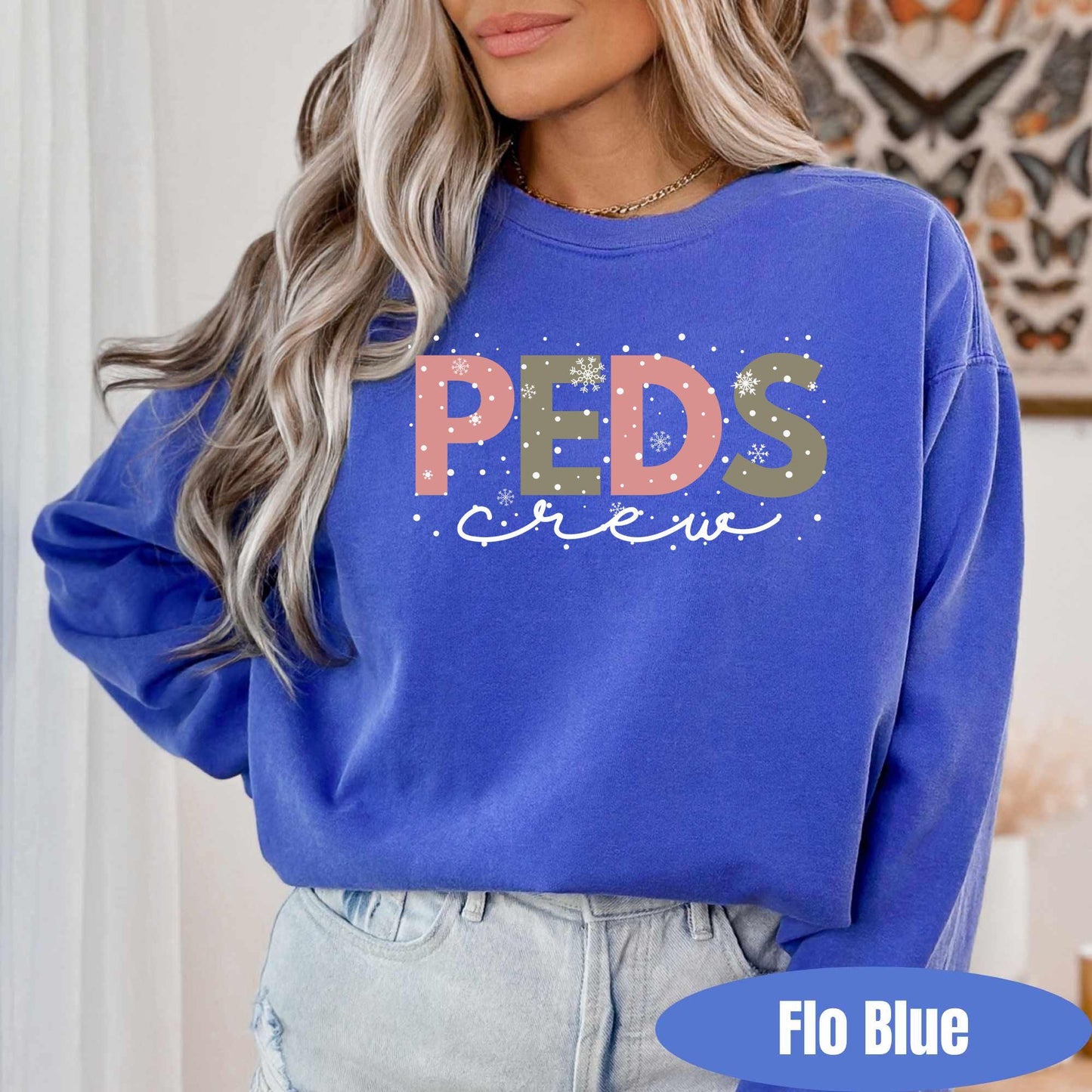 Comfort Colors Pediatric Nurse Christmas Sweatshirt: PEDS Gingerbread Crew