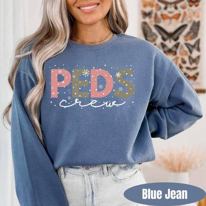 Comfort Colors Pediatric Nurse Christmas Sweatshirt: PEDS Gingerbread Crew