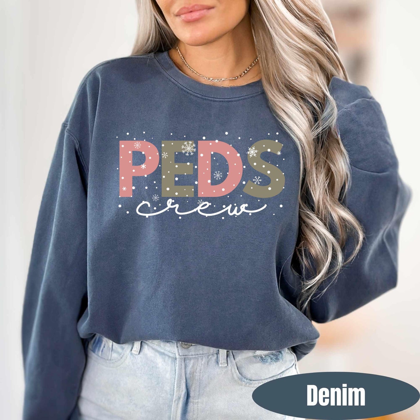 Comfort Colors Pediatric Nurse Christmas Sweatshirt: PEDS Gingerbread Crew