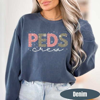 Comfort Colors Pediatric Nurse Christmas Sweatshirt: PEDS Gingerbread Crew