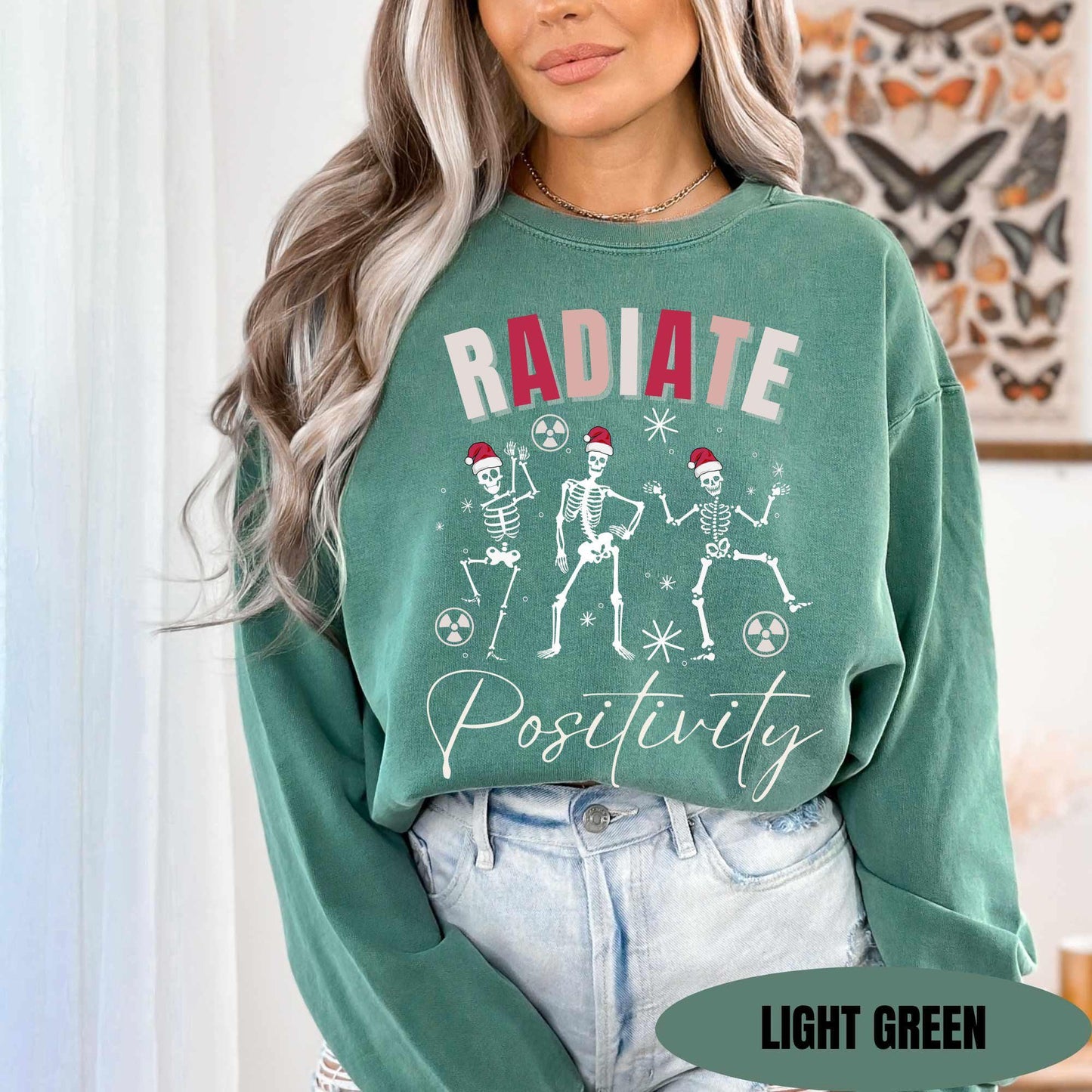 Comfort Colors Radiate Positivity Christmas Sweatshirt | Radiology Sweater | Rad Tech Pullover