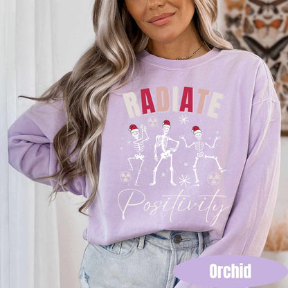 Comfort Colors Radiate Positivity Christmas Sweatshirt | Radiology Sweater | Rad Tech Pullover