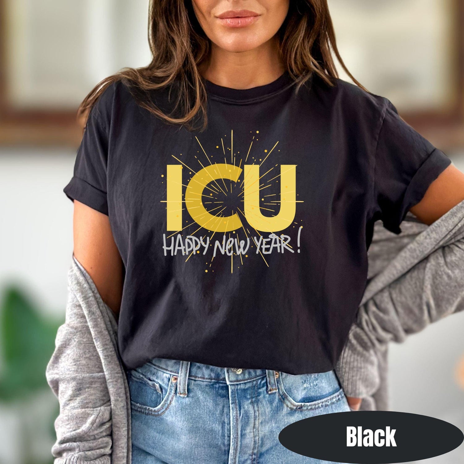 ICU Nurse Shirt Comfort Colors Intensive Care Unit TShirt New Years Eve ICU Tee 2025 Critical Care Nurse NYE Group Shirt Icu Poppin Bottles