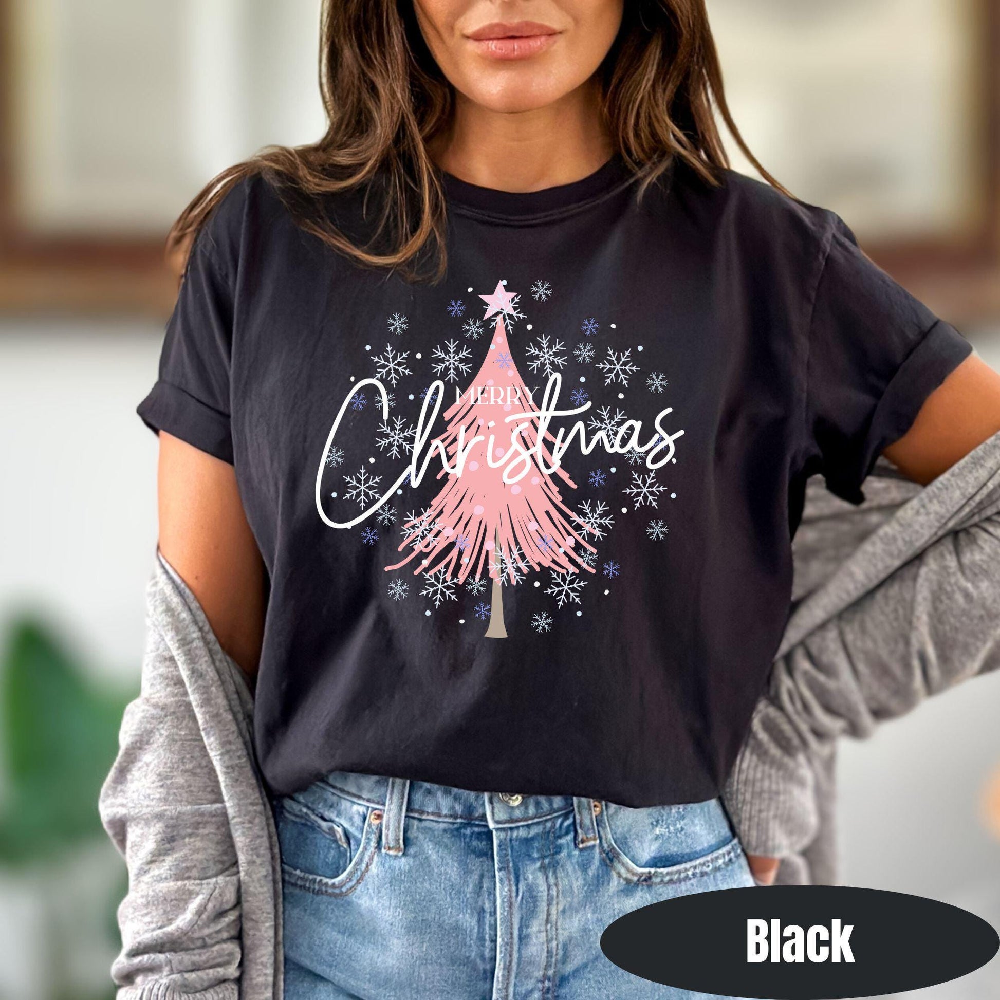 Christmas Comfort Colors Shirts Happy Christmas T-Shirt Cozy Outfit Christmas Tree Tis The Season Merry Christmas Gift For Her Holiday Tee