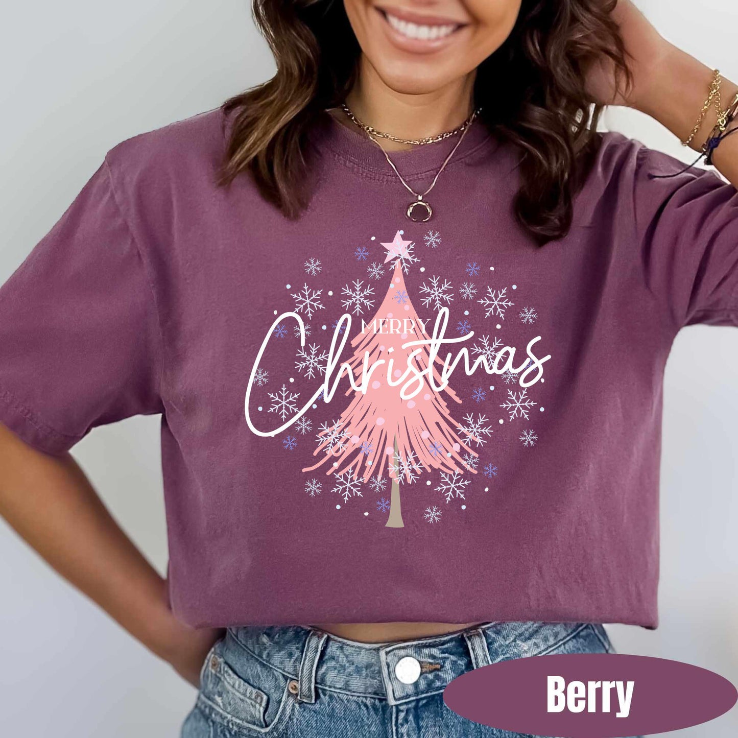 Christmas Comfort Colors Shirts Happy Christmas T-Shirt Cozy Outfit Christmas Tree Tis The Season Merry Christmas Gift For Her Holiday Tee