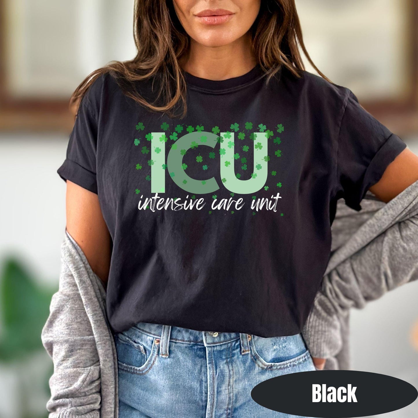 ICU Nurse St Patricks Day Shirt Comfort Colors Intensive Care Unit Nurse T-shirt RN St. Pattys Shirt ICU Rn T-shirt St Paddys Nurse Gift