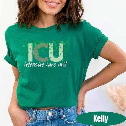 ICU Nurse St. Patrick's Day T-Shirt: Intensive Care Unit RN Gift