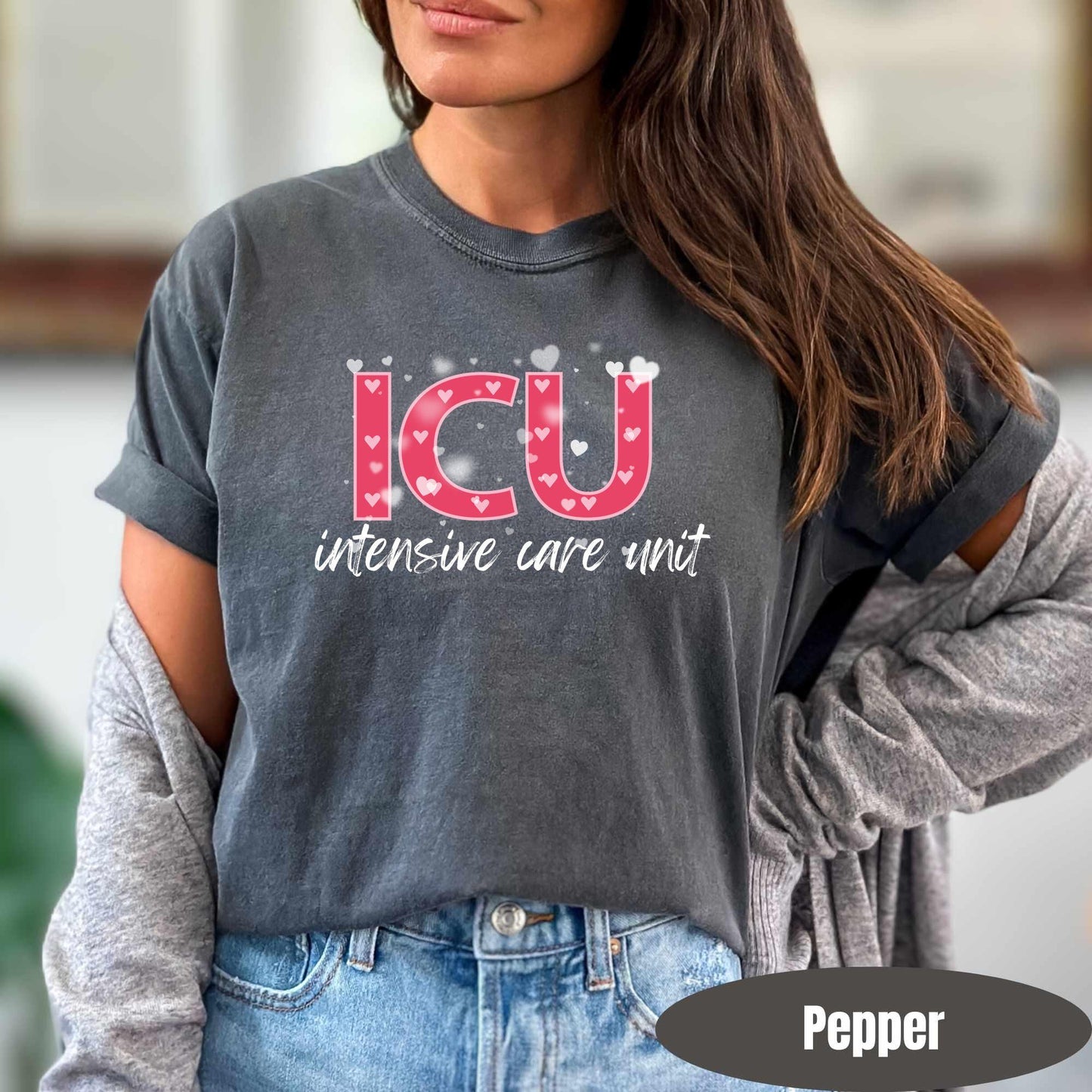 ICU Valentines Day Shirt Comfort Colors ICU Nurse Tshirt Intensive Care Unit Tee Icu T-Shirt Vday Matching Shirts Valentines Day Group Tees