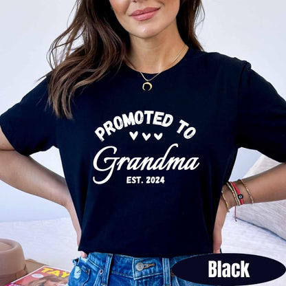 Promoted to Grandma Shirt New Grandma Shirt Grandma Established 2023 2024 Gender Reveal Shirt Pregnancy Reveal Gift for Grandma Grandma Est.