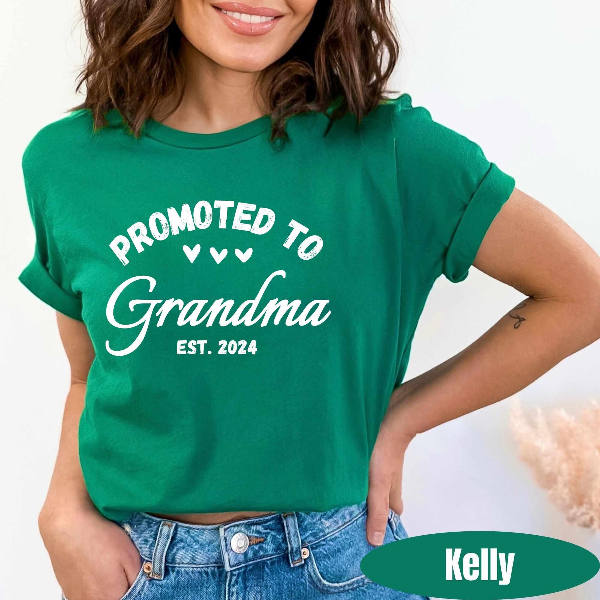 Promoted to Grandma Shirt New Grandma Shirt Grandma Established 2023 2024 Gender Reveal Shirt Pregnancy Reveal Gift for Grandma Grandma Est.