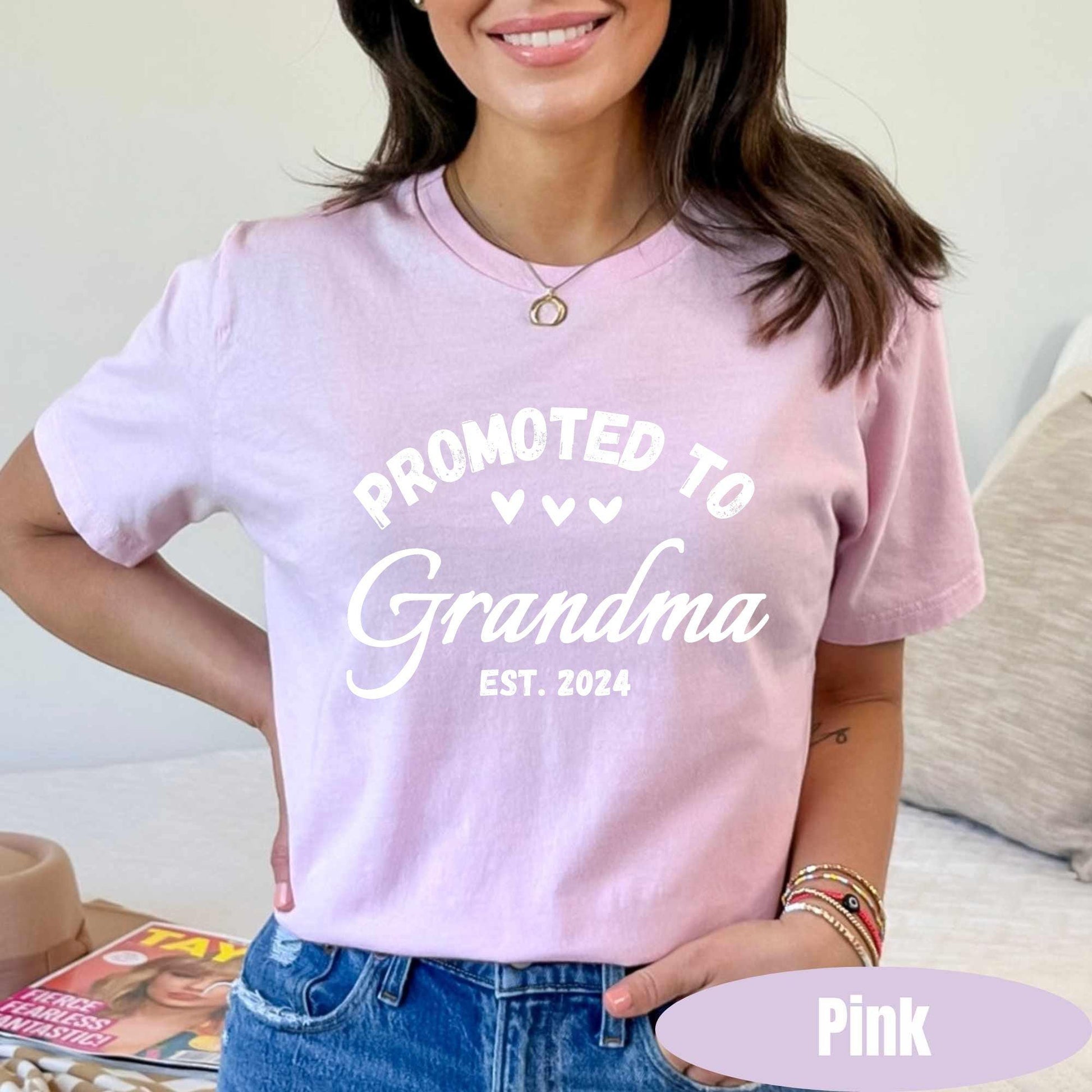 Promoted to Grandma Shirt New Grandma Shirt Grandma Established 2023 2024 Gender Reveal Shirt Pregnancy Reveal Gift for Grandma Grandma Est.