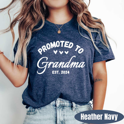 Promoted to Grandma Shirt New Grandma Shirt Grandma Established 2023 2024 Gender Reveal Shirt Pregnancy Reveal Gift for Grandma Grandma Est.