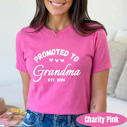 Promoted to Grandma Shirt New Grandma Shirt Grandma Established 2023 2024 Gender Reveal Shirt Pregnancy Reveal Gift for Grandma Grandma Est.