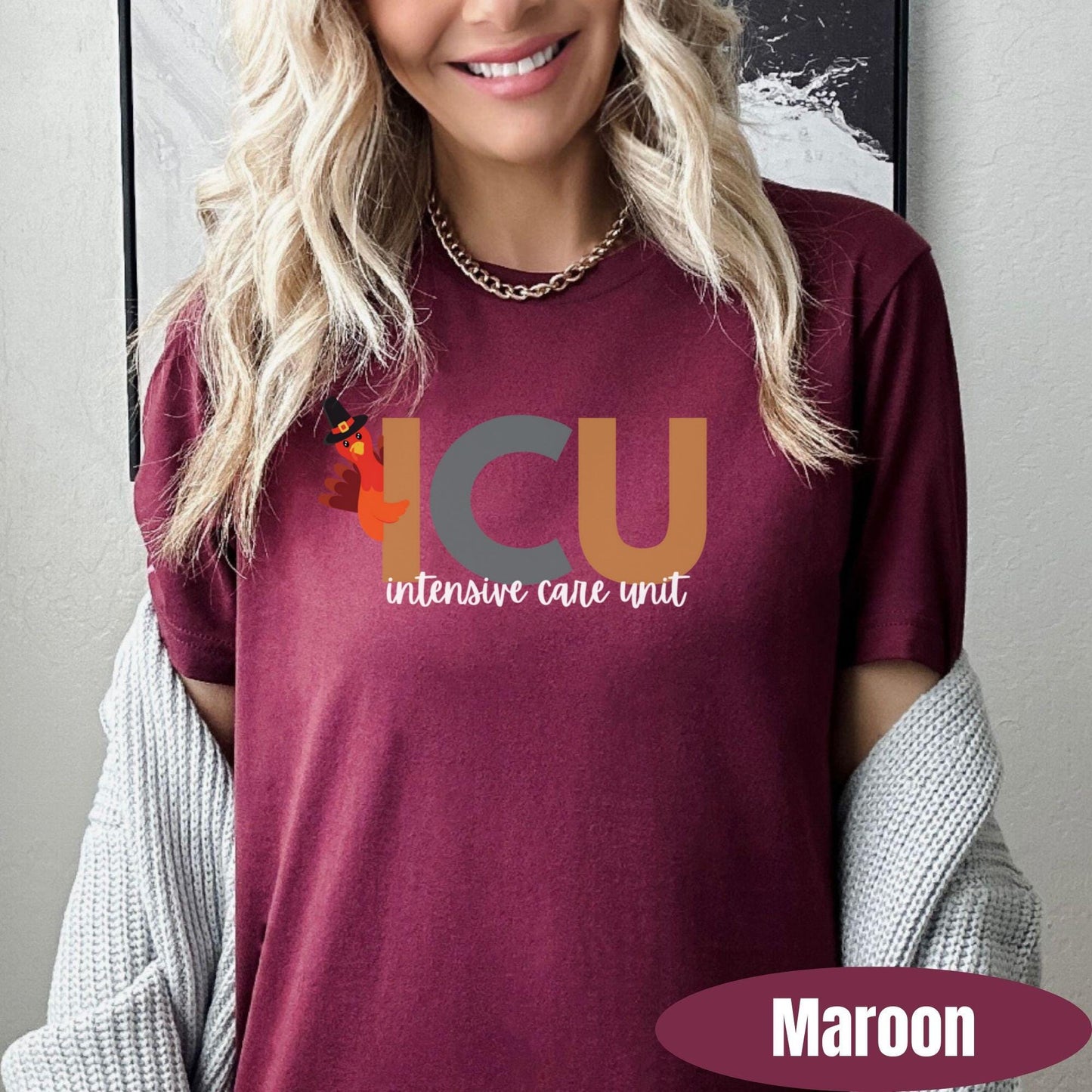 ICU Nurse Thanksgiving T-Shirt | Turkey Graphic Tee