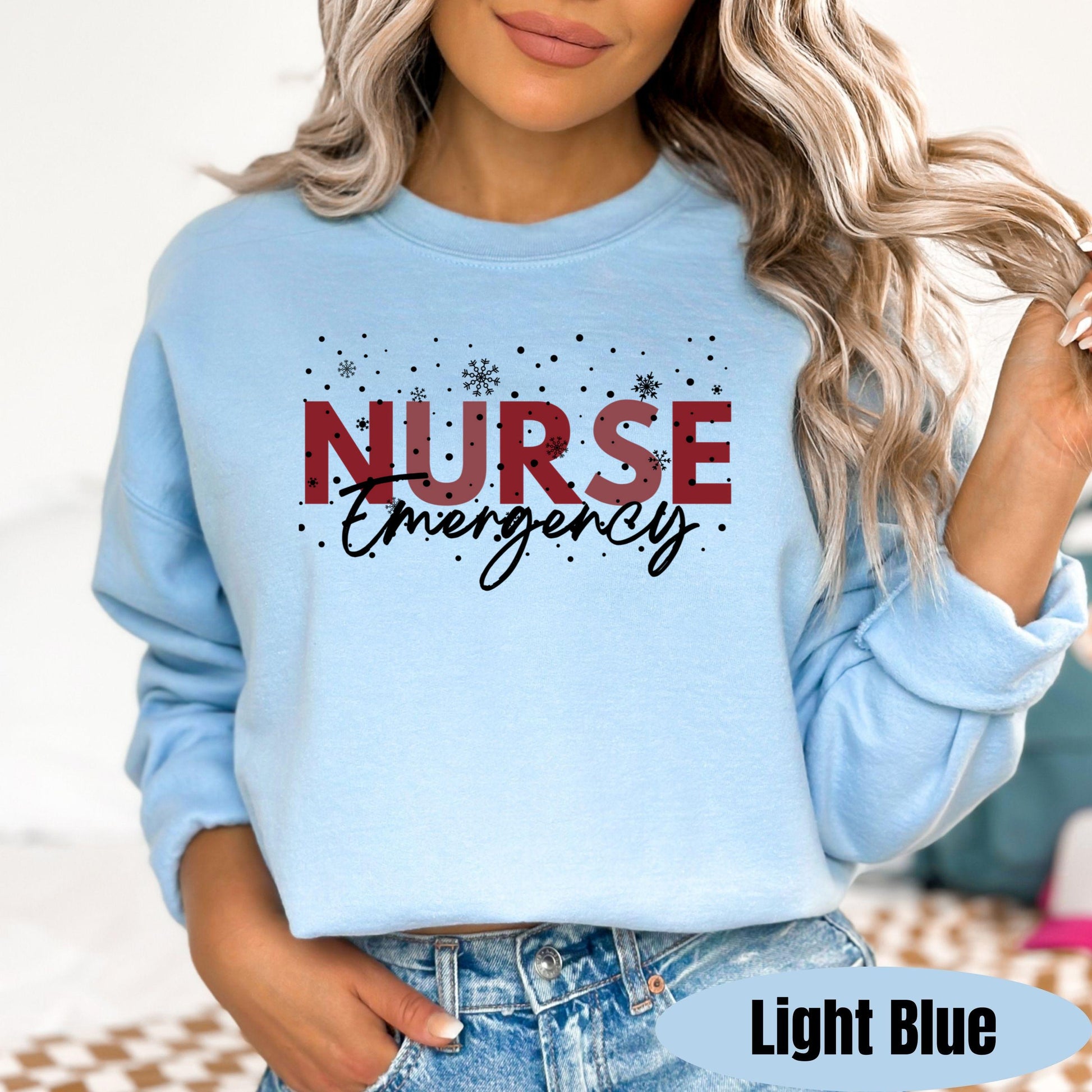 Nurse Christmas Sweatshirt | Holiday Red Snowflake Pullover | Custom RN Department Gift