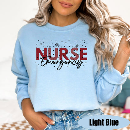 Nurse Christmas Sweatshirt | Holiday Red Snowflake Pullover | Custom RN Department Gift
