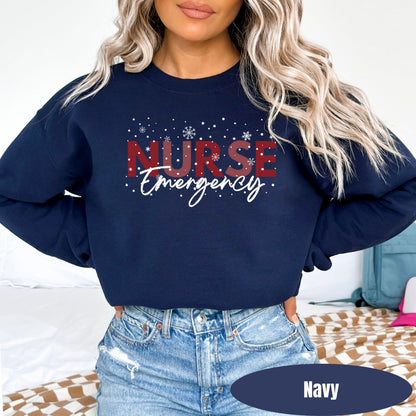 Nurse Christmas Sweatshirt | Holiday Red Snowflake Pullover | Custom RN Department Gift