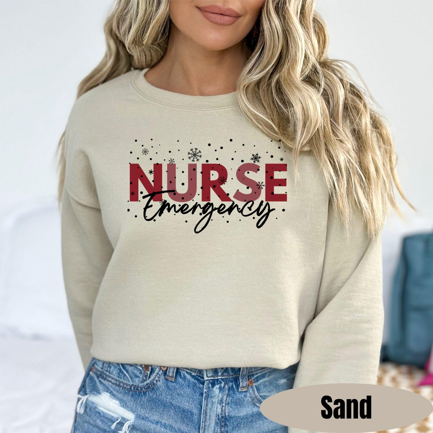 Nurse Christmas Sweatshirt | Holiday Red Snowflake Pullover | Custom RN Department Gift