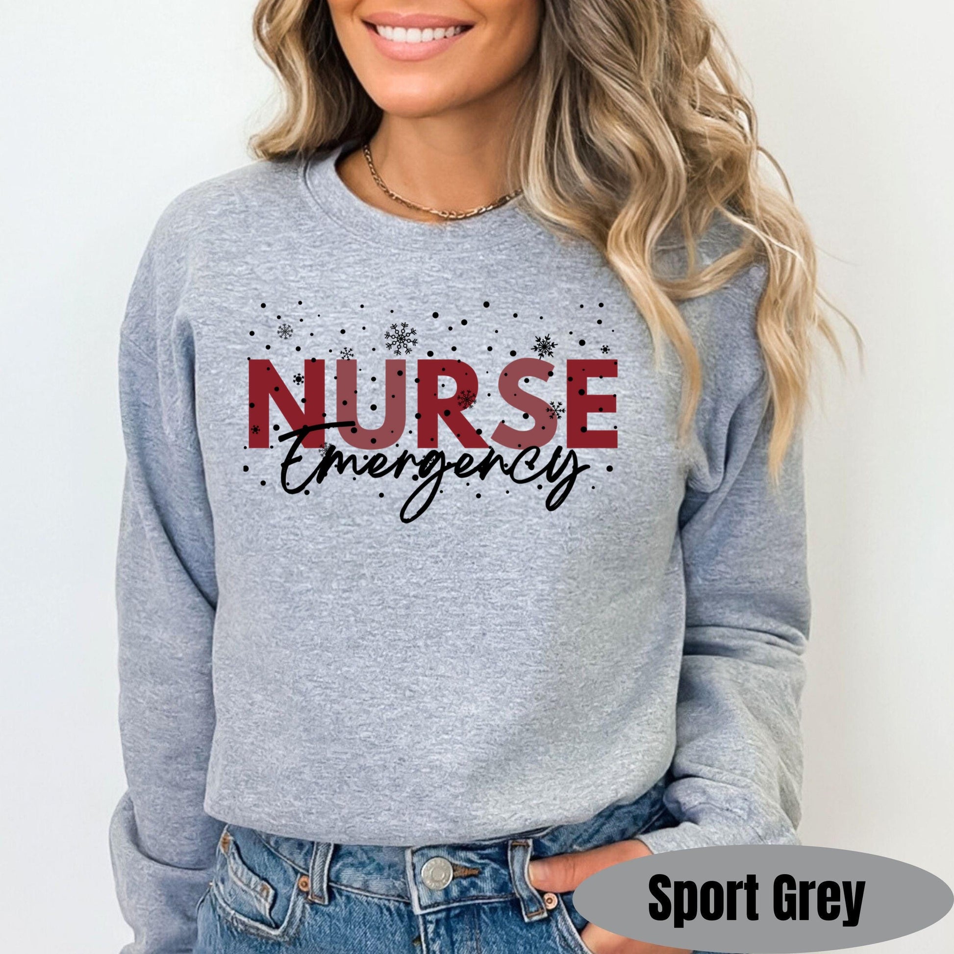 Nurse Christmas Sweatshirt | Holiday Red Snowflake Pullover | Custom RN Department Gift