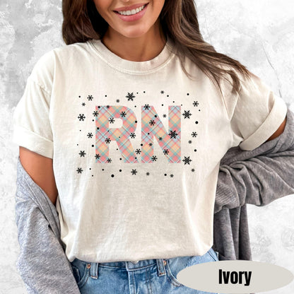 Registered Nurse Christmas Shirt | Pink Pastel Snowflake Tee for Holiday Shifts