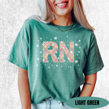 Registered Nurse Christmas Shirt | Pink Pastel Snowflake Tee for Holiday Shifts
