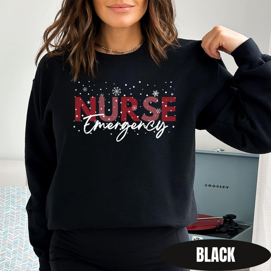 Nurse Christmas Sweatshirt | Holiday Red Snowflake Pullover | Custom RN Department Gift