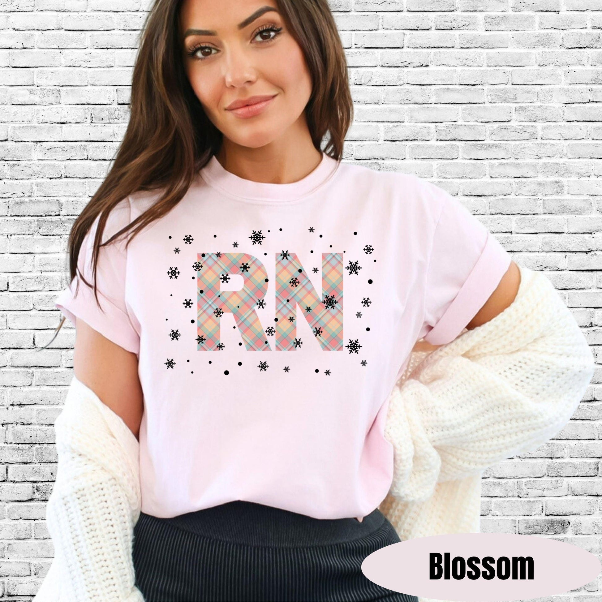 Registered Nurse Christmas Shirt | Pink Pastel Snowflake Tee for Holiday Shifts