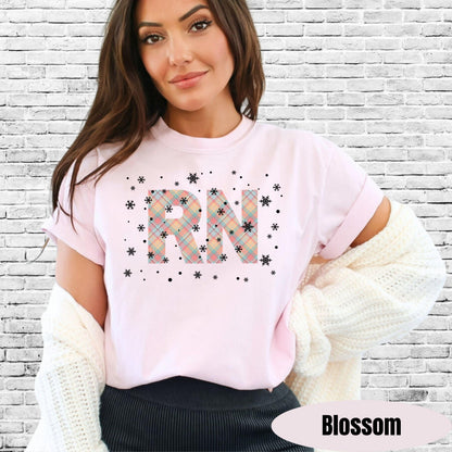 Registered Nurse Christmas Shirt | Pink Pastel Snowflake Tee for Holiday Shifts