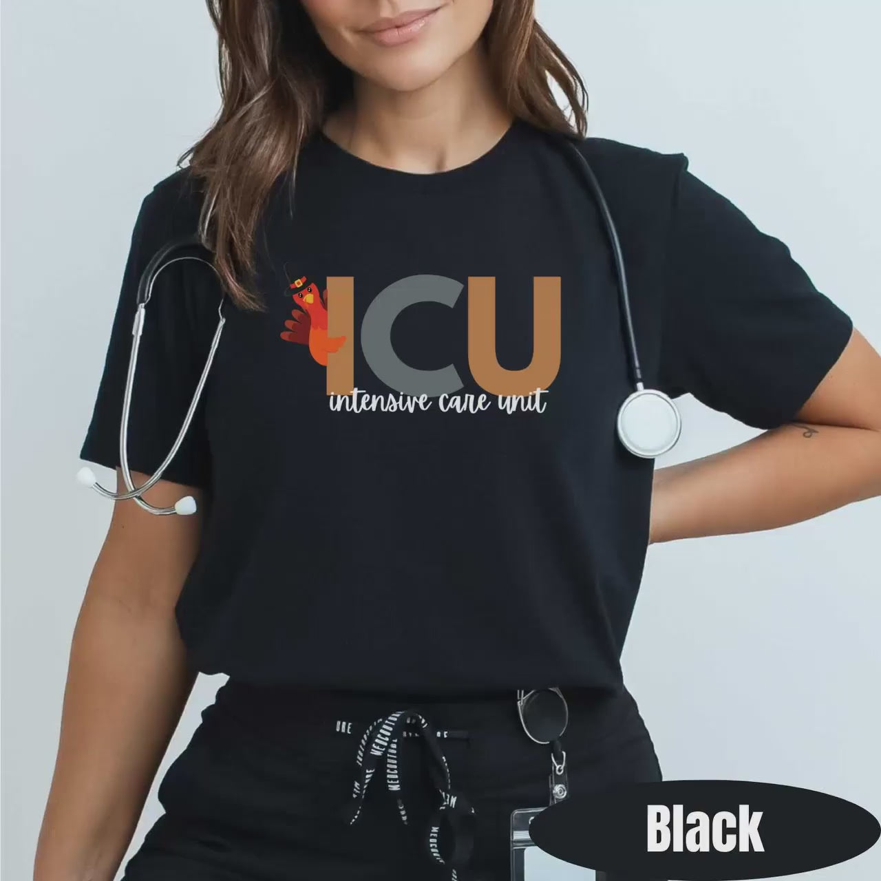 ICU Nurse Thanksgiving T-Shirt | Turkey Graphic Tee
