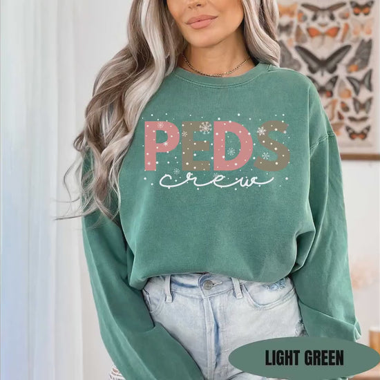 Comfort Colors Pediatric Nurse Christmas Sweatshirt: PEDS Gingerbread Crew