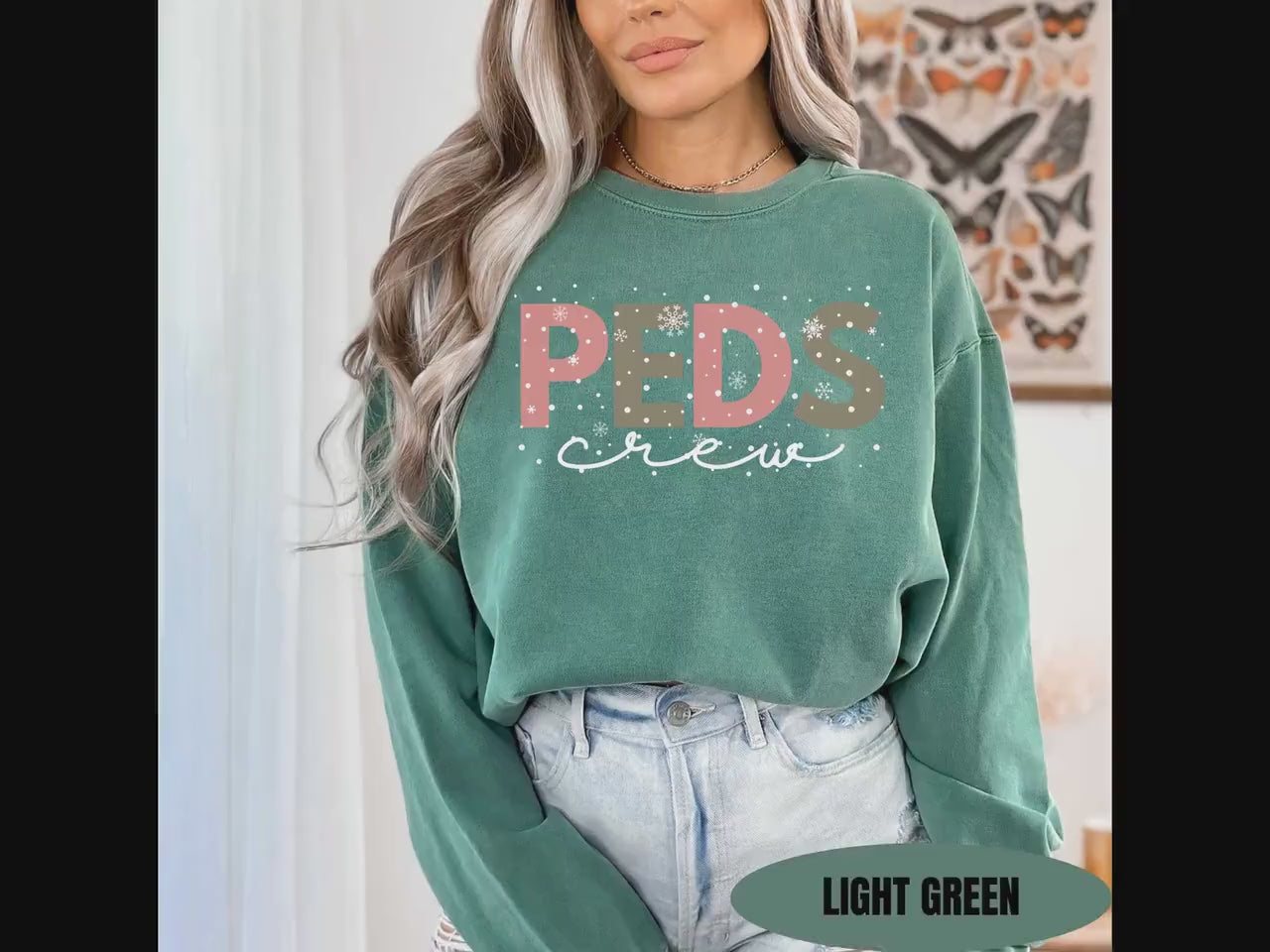 Comfort Colors Pediatric Nurse Christmas Sweatshirt: PEDS Gingerbread Crew