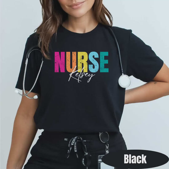 Colorful Nurse Name Shirt | Personalized RN T-Shirt