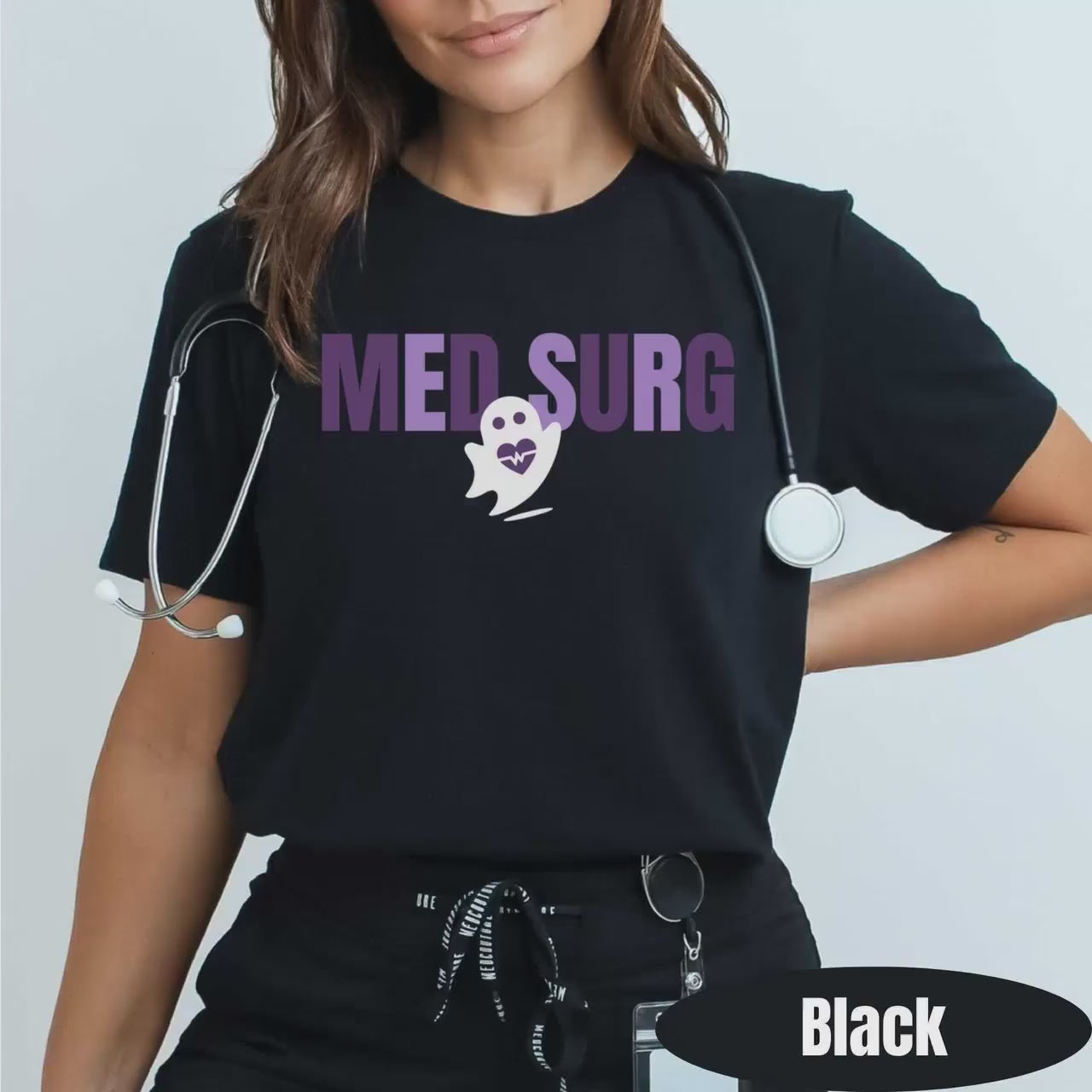 Spooky Two-Toned Purple Med Surg Halloween Shirt - RN Ghost Top